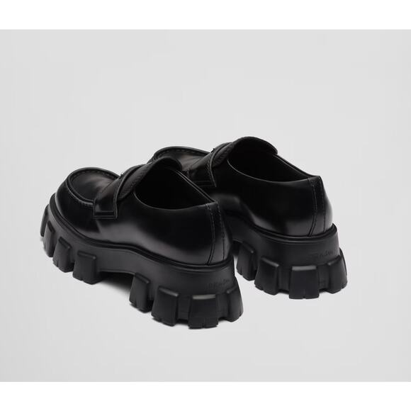 Prada - Brushed Leather Monolith Loafers - Black - Size 41 (10 Women’s) - Picture 3 of 13